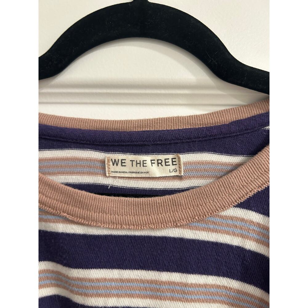 Free People We The Free Oversized Striped Boxy Tee Navy tan Large - Picture 4 of 5